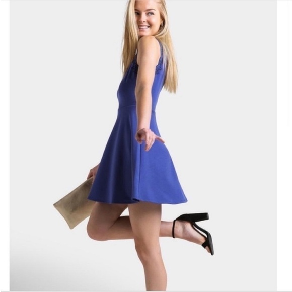 Francesca's Size Medium Blue Embroidered Dress. - Picture 2 of 5